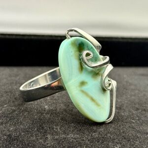 VTG Tramontina Brazil 732 NSF Fork Cuff Bracelet Teal Blue Gemstone Filigree